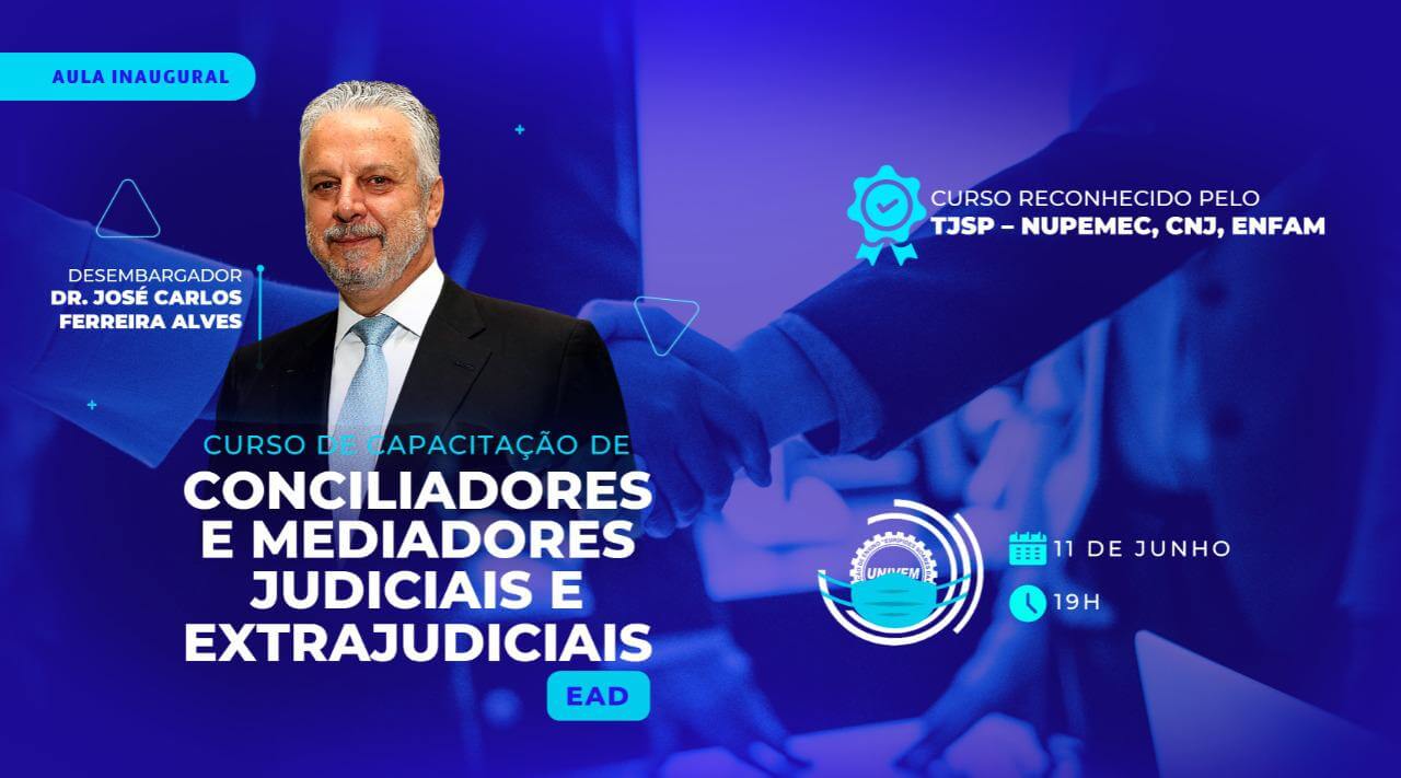 Aula inaugural de Conciliadores e Mediadores Judiciais e Extrajudiciais EAD será comandada por desembargador