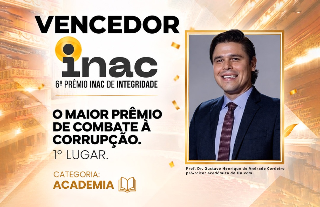 Pró-reitor do Univem vence categoria Academia do Prêmio INAC de Integridade